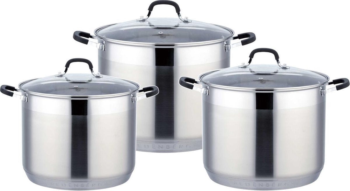 Edënbërg Classic Line - Luxe Pannenset - 6-delig - RVS - 9 laags bodem