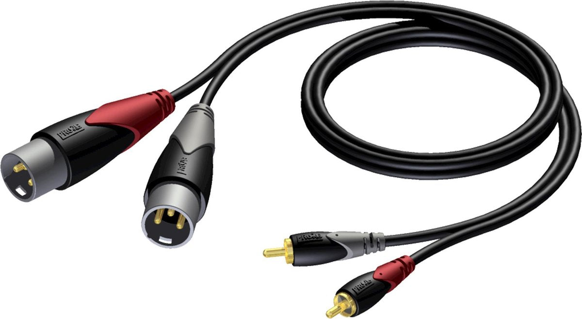 Procab CLA701/1.5 | 2* RCA-Cinch-Tulp -- 2* XLR-M