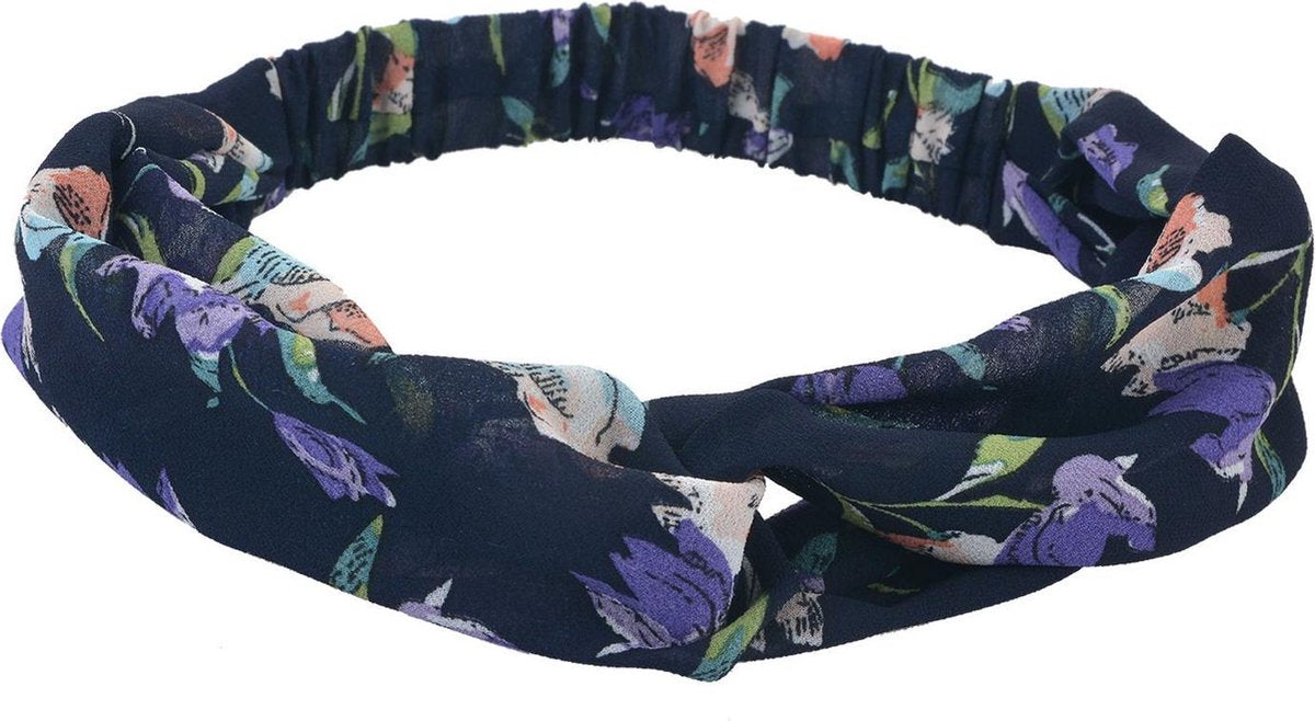 Melady | Haarband | Blauw | Polyester | Rond | Bloemen | MLHB0068