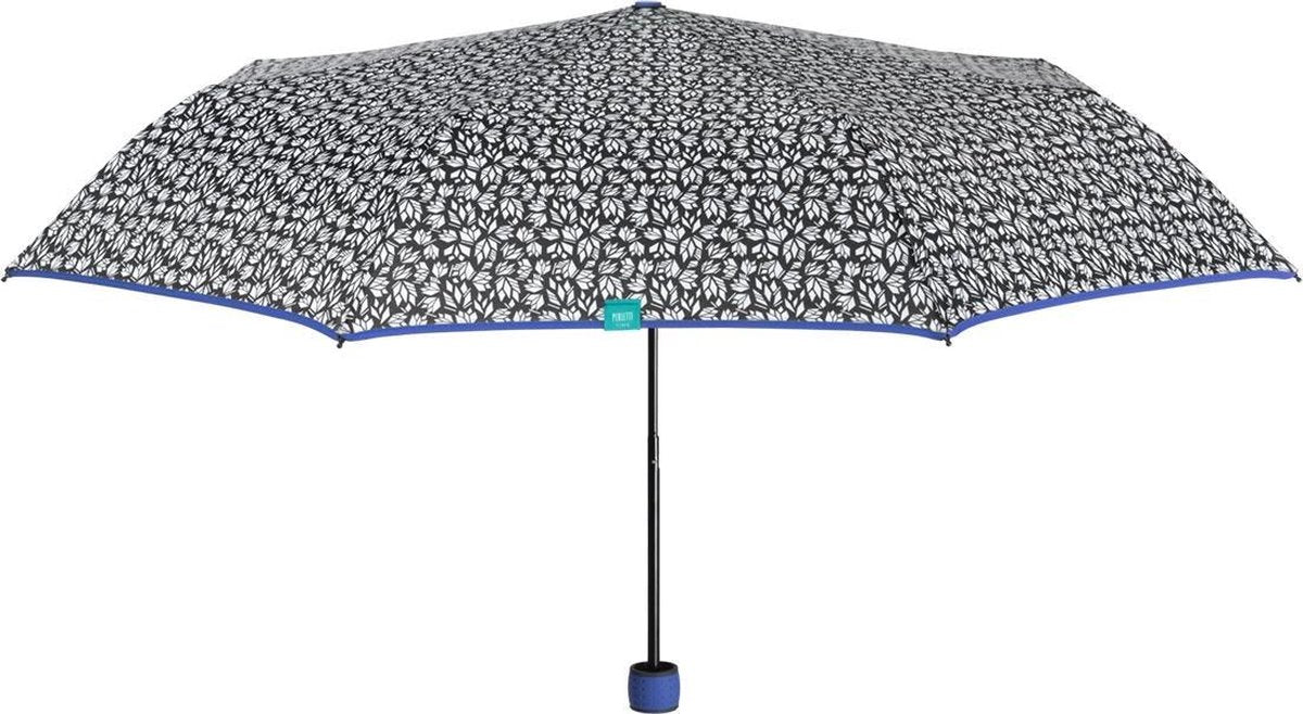 Perletti Mini-paraplu Dames 97 Cm Microfiber Zwart/wit/blauw