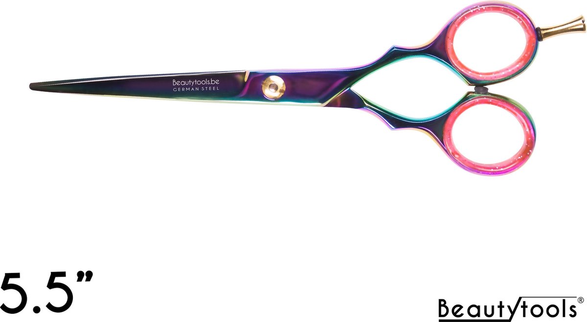 Beautytools TITANIUM LINE Kappersschaar/Professionele Knipschaar Rechtshandig - Rainbow PremiumCut (5.5 Inch) - (RS-1451)