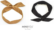 2 stuks Dames & Meisjes haarbanden met ijzerdraad - Suede effen camel & zwart - goede pasvorm - meisjes haarbandjes