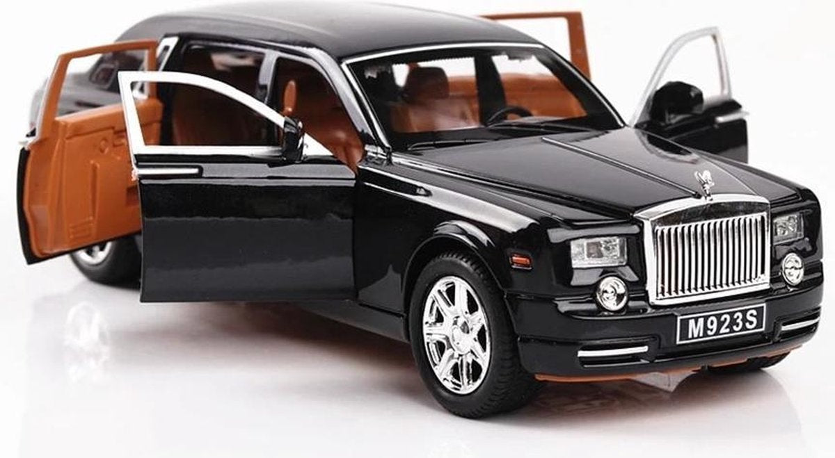 Rolls Royce Zwart - Auto Speelgoed - Metalen Auto - Geluid En Licht - Trek speelgoed -  Auto - 22CM - Cadeau - Modelauto 1:24