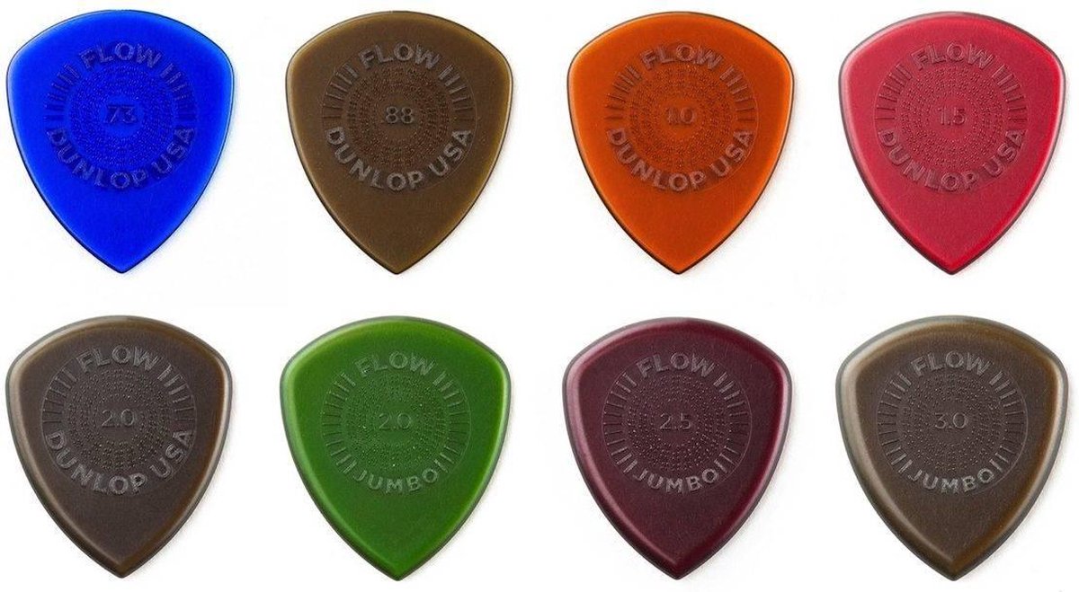 Dunlop Flow plectrum SET 0.73 mm - 3.00 mm 8-pack