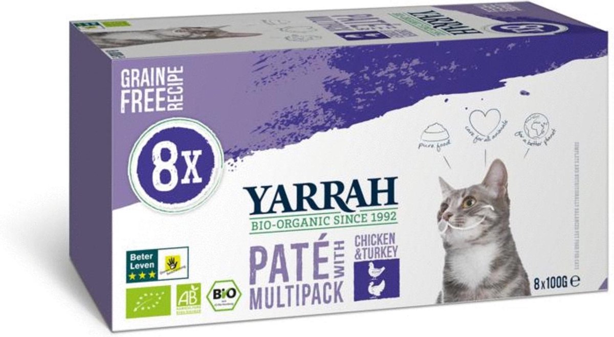 Yarrah cat alu pate multipack chicken / turkey - 8 x 100 g