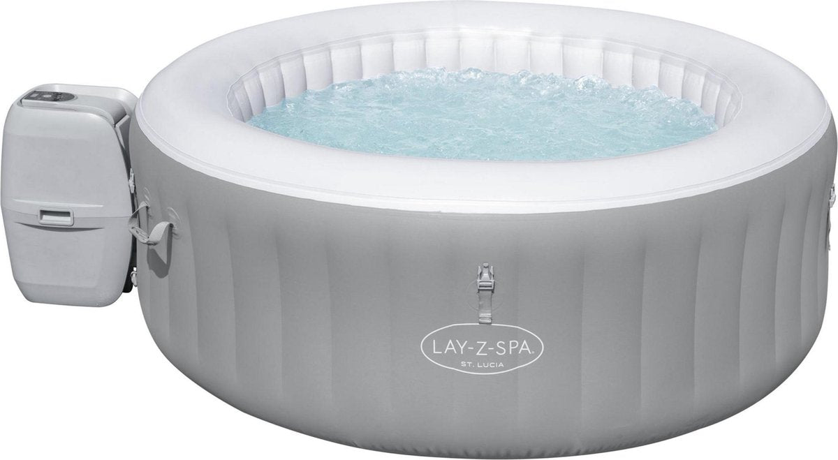 Bestway Lay-Z-spa St. Lucia Jacuzzi Opblaasbaar - Bubbelbad voor 3 personen - Incl Pomp en Afdekzeil -  Ø170x66cm - Grijs