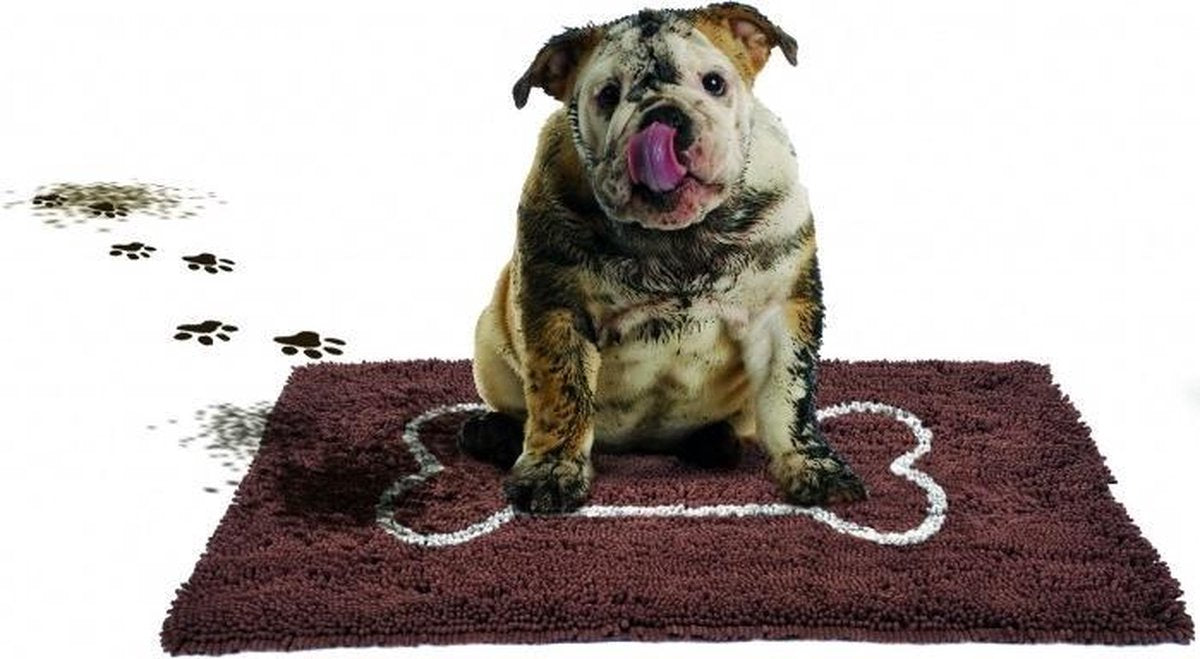 Droogloopmat medium bruin + poot 76 x 53 cm