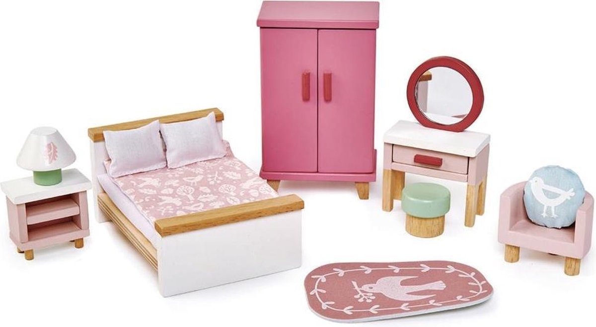 Meubeltjes Slaapkamer Poppenhuis - Tender Leaf Toys