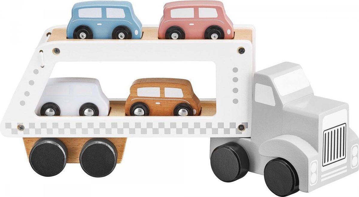 Mamabrum - Houten Vrachtwagen Speelgoed - jongens - met Oplegger inclusief 4 Wagens - Truck