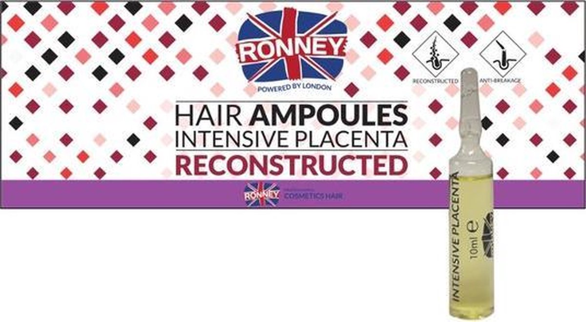 RONNEY Haar Ampullen Intensive Placenta Reconstructed 12x10ml.