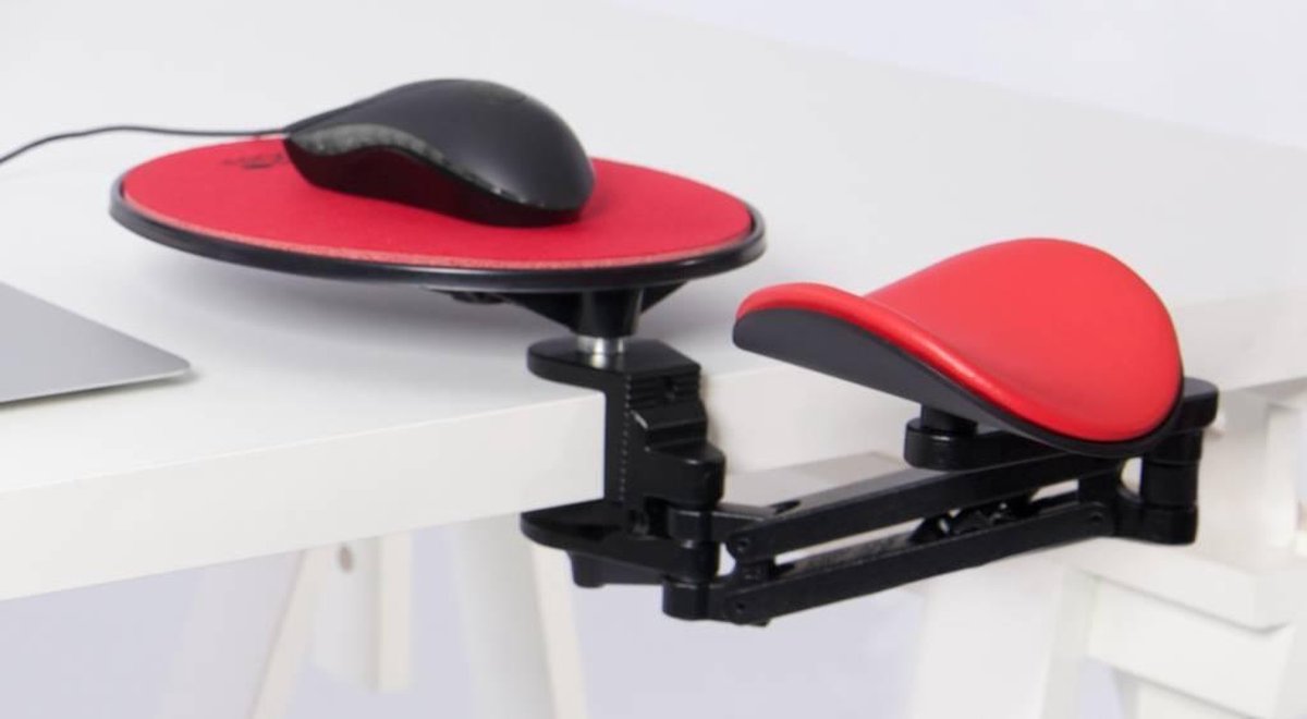 Ergorest met muispad en 13 cm armschelp rood