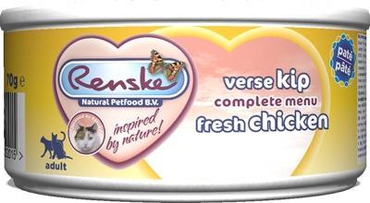 Renske vers vlees maaltijd kat verse kip paté - 70 gr - 24 stuks