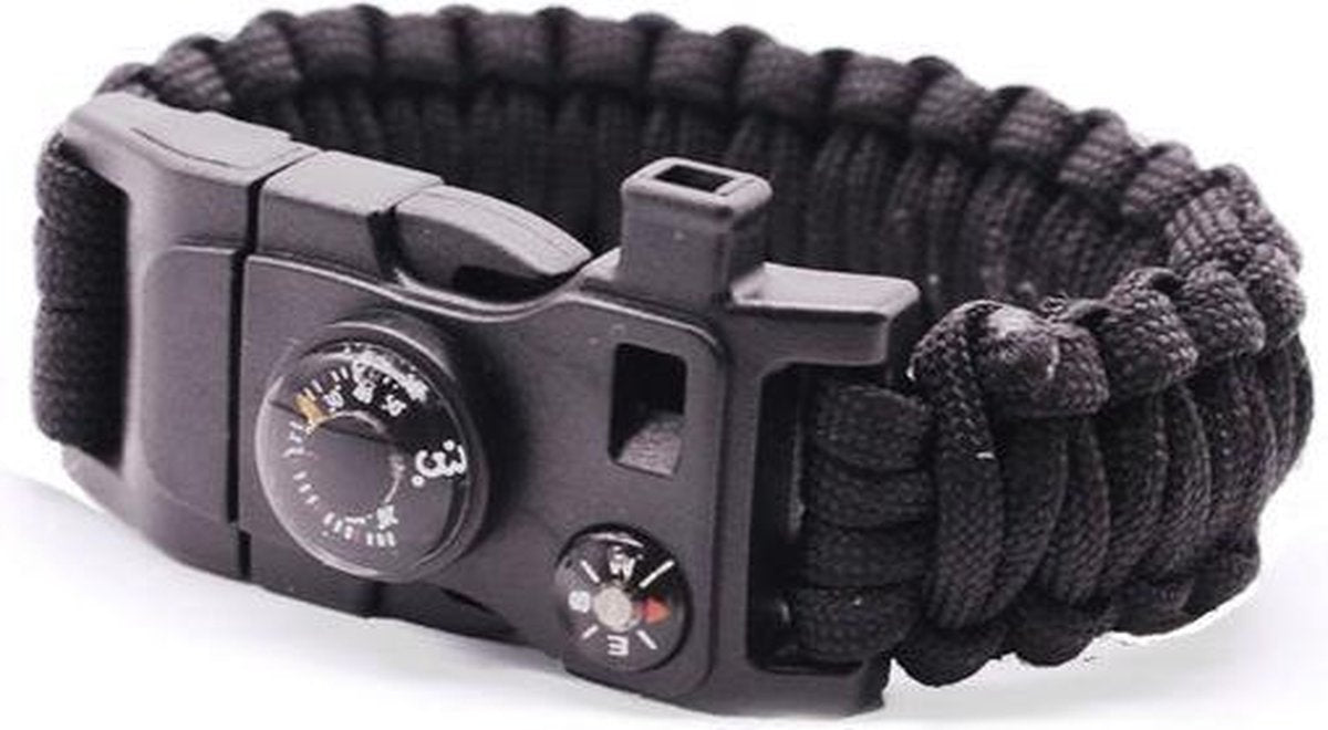 GadgetBay Survivor armband 9 functies - Zwart Kamperen Rescue