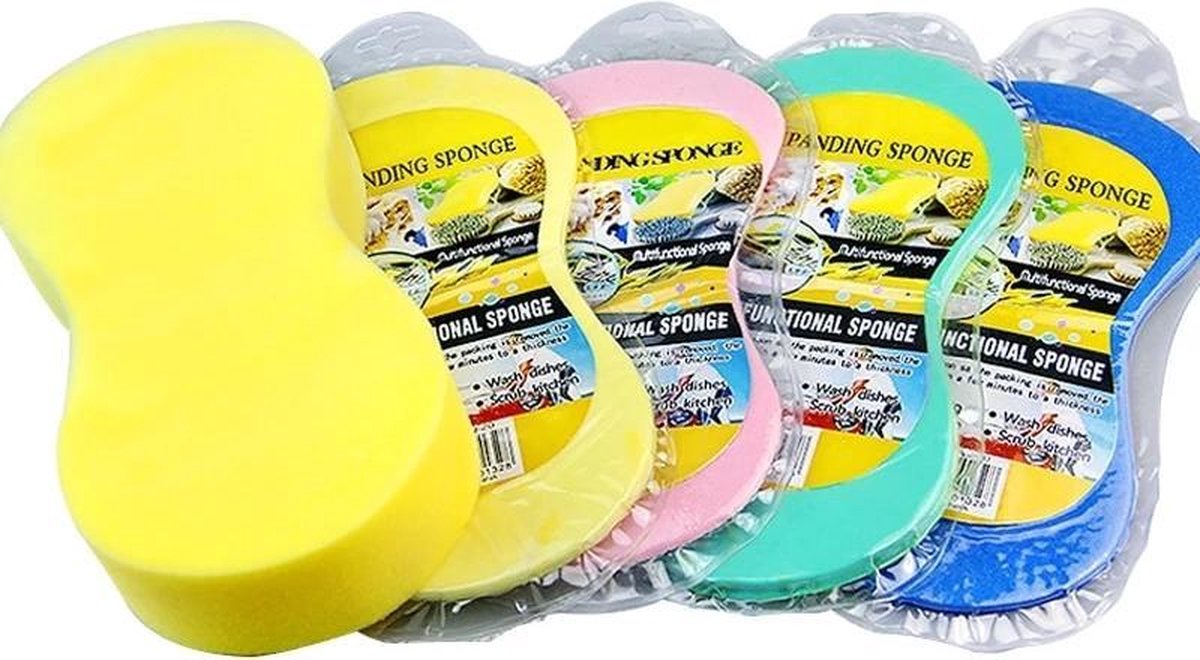 Schoonmaakspons voor de Auto - Multifunctionele Spons - Zachte Spons - Compressiespons - Viscose - Verschillende kleuren