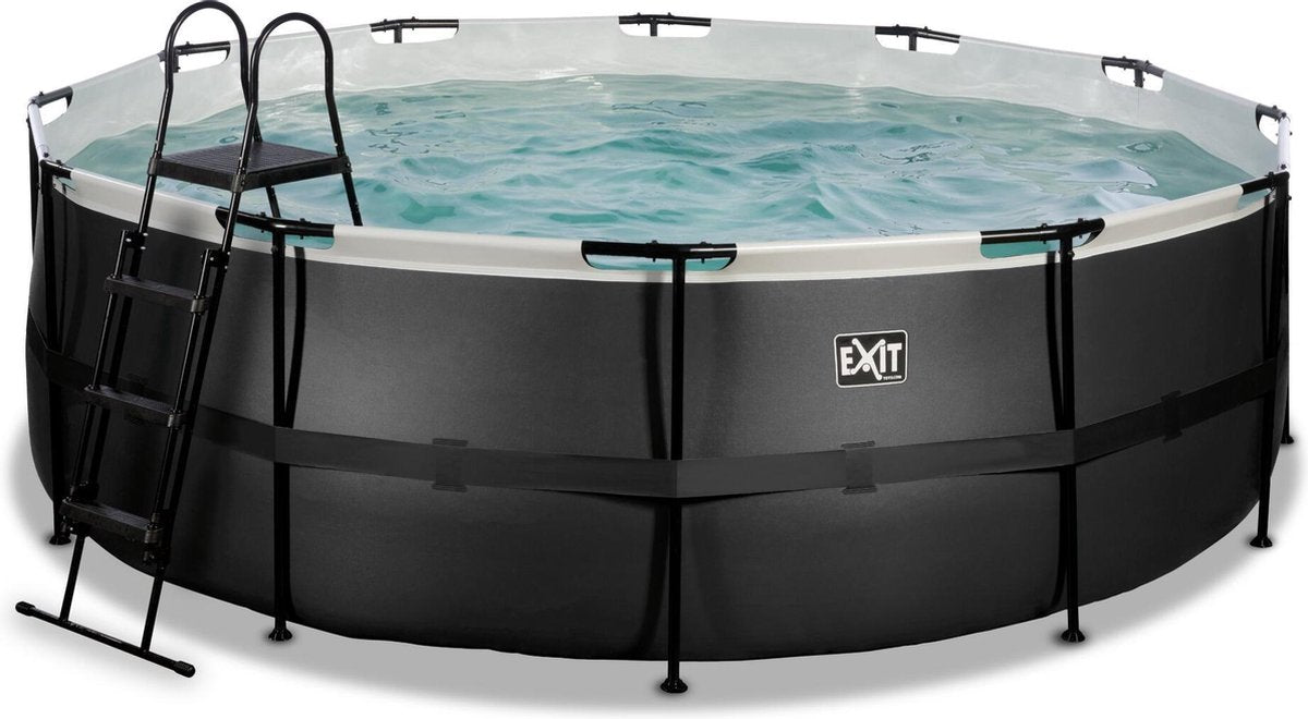EXIT Black Leather zwembad ø427x122cm met zandfilterpomp - zwart