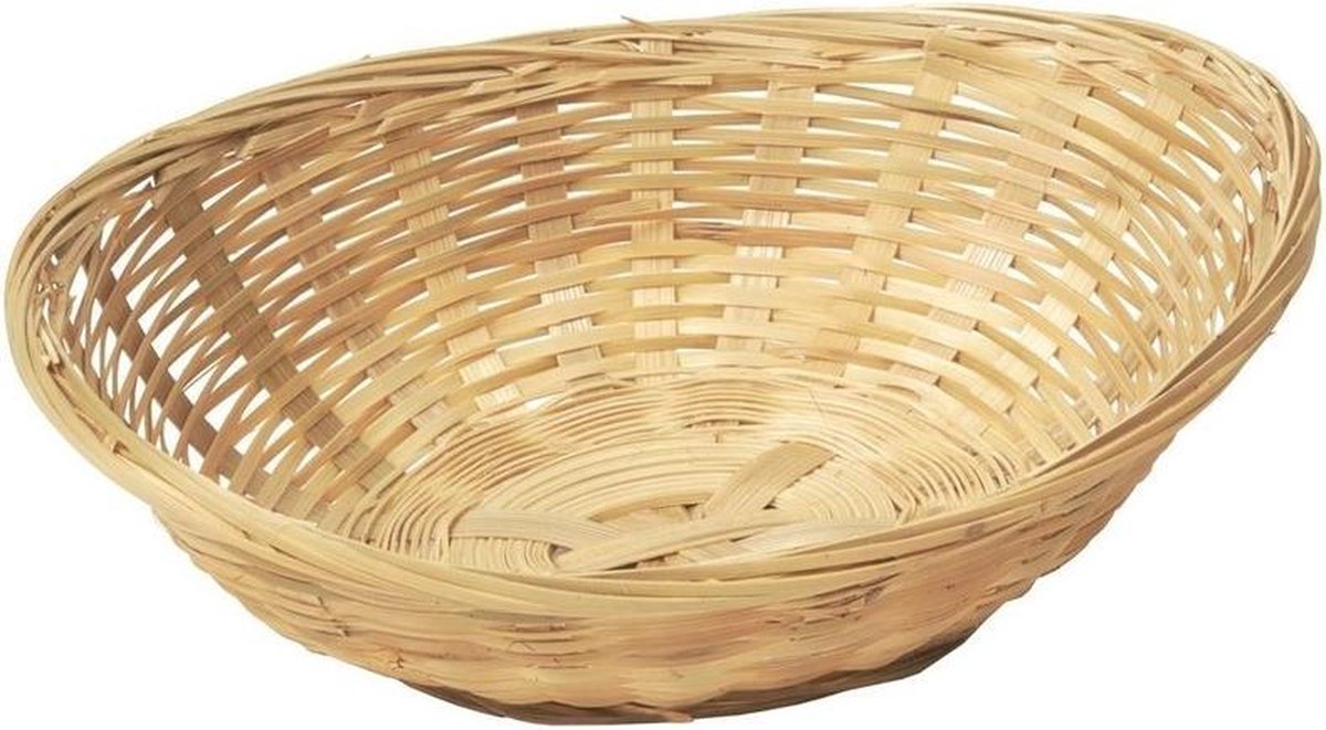 5x Ovale rieten/bamboe mand/schaal 22 x 17 x 7 cm - Keuken artikelen fruitschalen/manden - Huis decoratie
