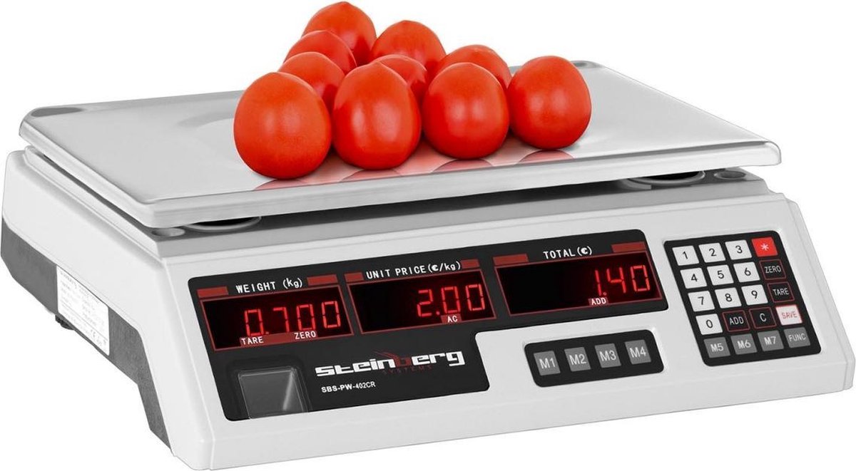 Weegschaal met prijsberekening - 40 kg / 2 g - 33 x 24 x 0
