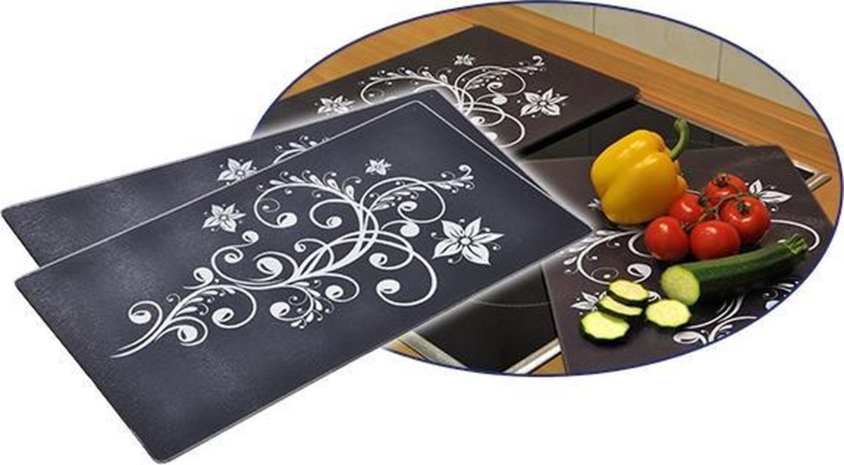 Haushalt 28018 - Afdekkookplaten - set van 2 - zwart - glas