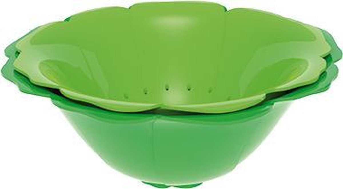 Zak!Designs Kitchen & Garden Sla Serveerschaal - Incl. Vergiet - Melamine - Ø 27 cm - Groen