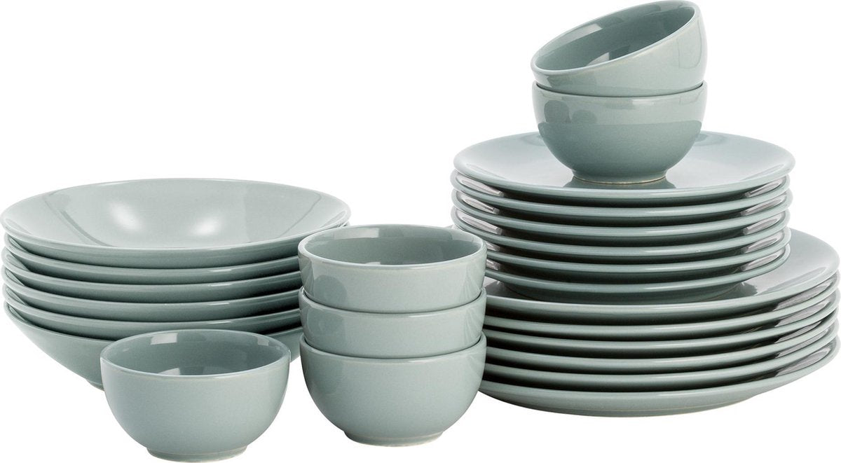 Lite-Body Serviesset Hermes - Groen Grijs - 6 personen - 24 delig