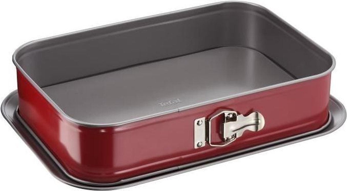 TEFAL Delibake stalen bakvorm - 36 x 24 cm - Rood en grijs - Met scharnier