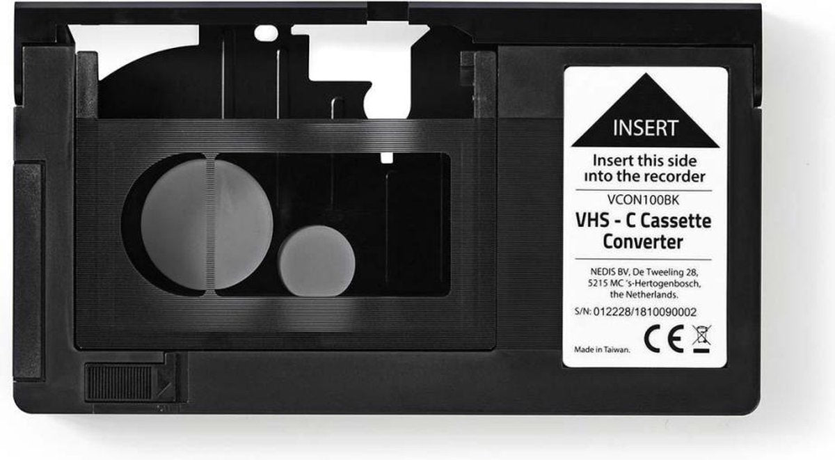 VHS-Converter | Conversie: VHS-C tot VHS | Plug and play | Zwart