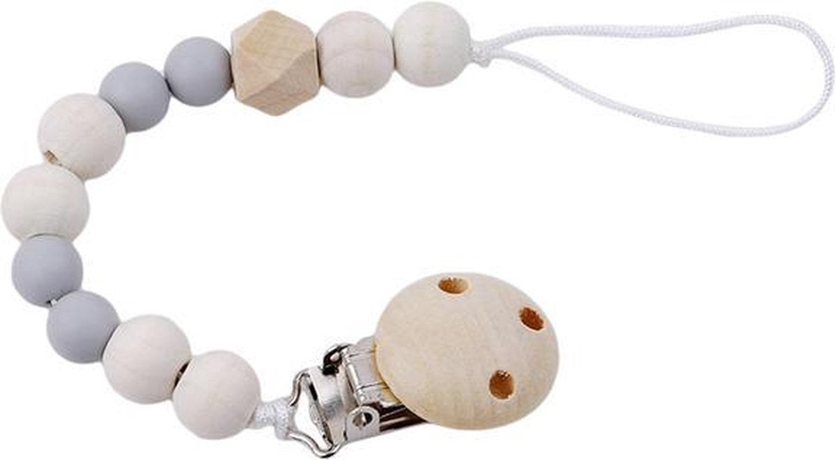JillyBee - Speenkoord - Speen - Koord - Kralen - Hout - Grijs