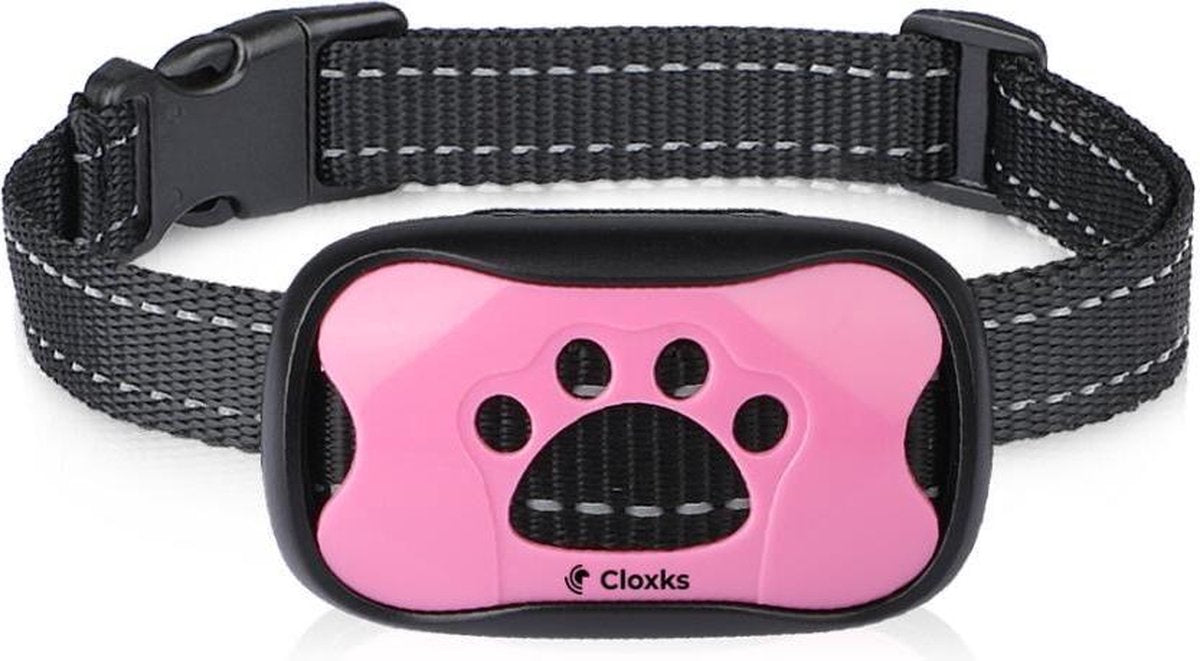 Cloxks – Anti blafband – Trainingsband – GRATIS-tweede batterij – Blafband – Antiblafband hond – Anti blaf apparat – Blafband voor honden – Kleine en Groote hond – Diervriendelijk – GEEN schok – Hondenhalsband – Blauw/Roze – 2x gekleurde frontjes