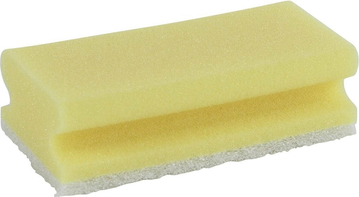 Schuursponzen met greep 10stuks 140x70x42mm geel / wit HACCP (105027)
