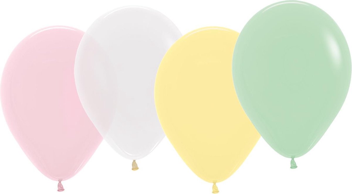 Tib Ballonnen 30 Cm Latex Roze/wit/geel/groen 8 Stuks