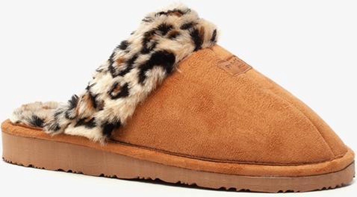 Thu!s dames pantoffels met luipaardprint - Bruin - Maat 36