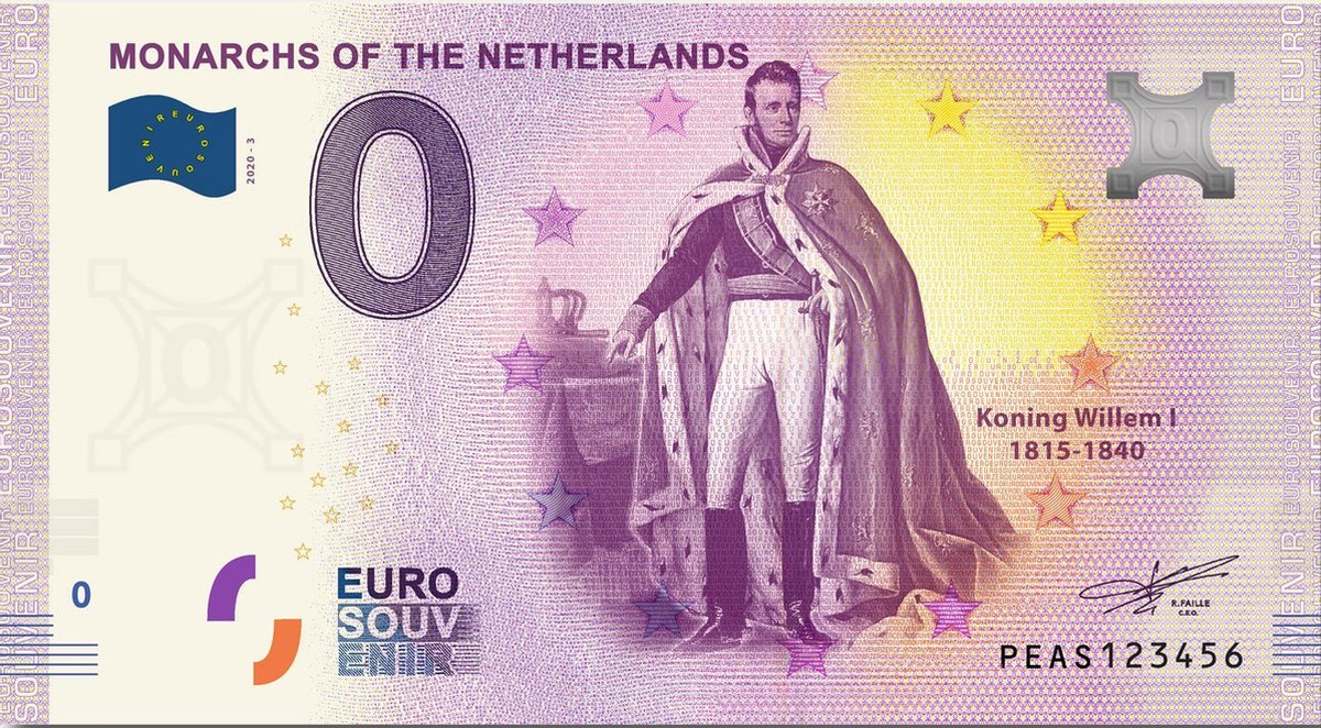 0 Euro Biljet 2020 - Vorsten van Nederland - Koning Willem I