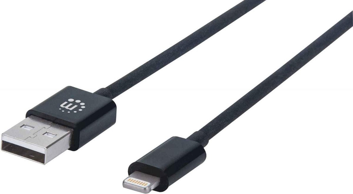 Manhattan 355483 mobiele telefoonkabel Zwart USB A Lightning 1