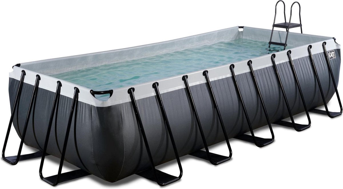 EXIT Black Leather zwembad 540x250x122cm met filterpomp - zwart