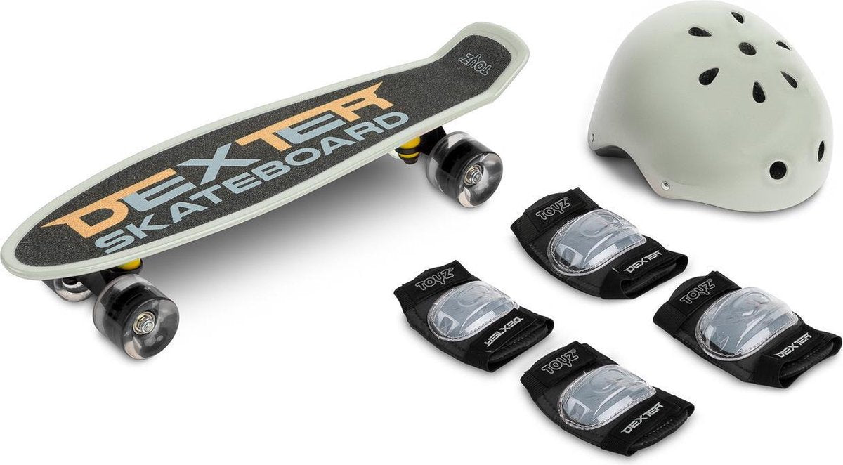 TOYS SKATEBOARD GRIJS - HELM - ELLEBOOG EN KNIEBESCHERMERS