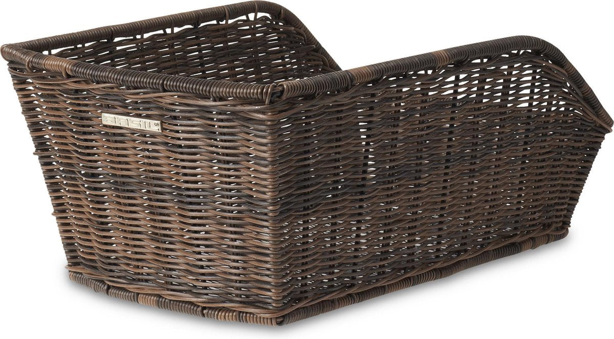 Basil Cento Rattan Look Fietsmand - Achter - Kunststof rotan - Bruin