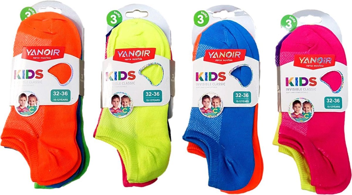 Yanoir kinder sneakersokken 12 paar maat 27/31