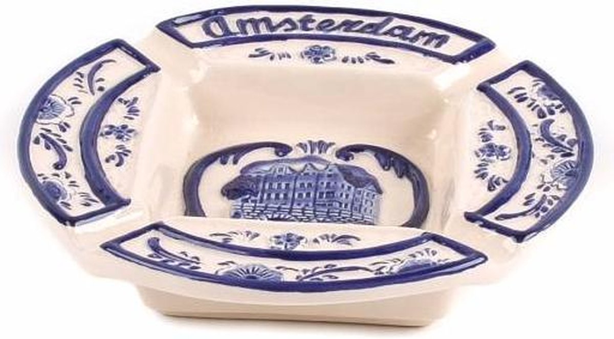Delfts Blauw Embossed Asbak Klein Amsterdam - Souvenir