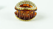Haarklem mini ovaal bruin met strass