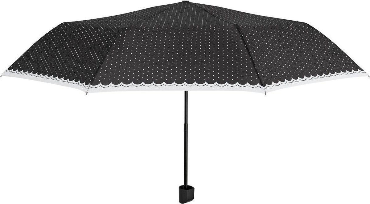 Perletti Mini-paraplu Kleine Stip Dames 96 Cm Polyester Zwart