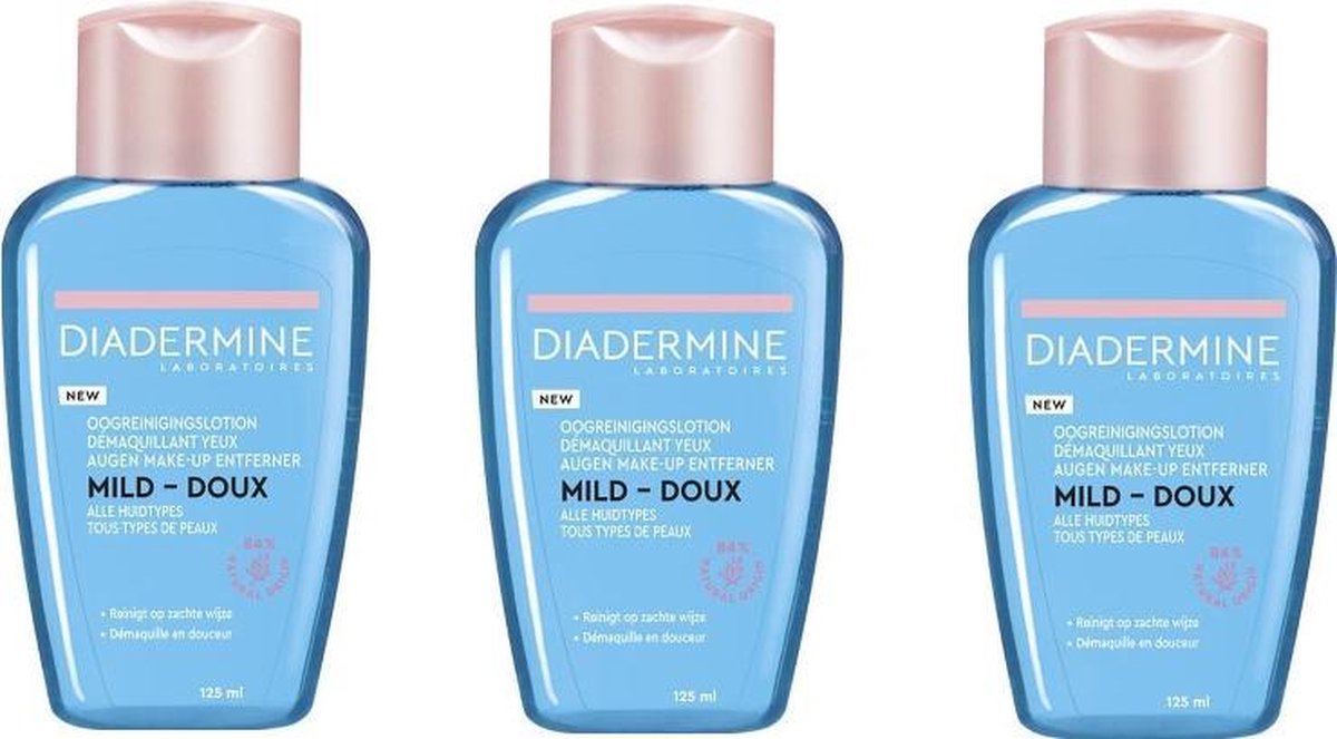 DIADERMINDE Oogreinigingslotion Mild - Reinigt Op Zachte Wijze - 125 ml x 3