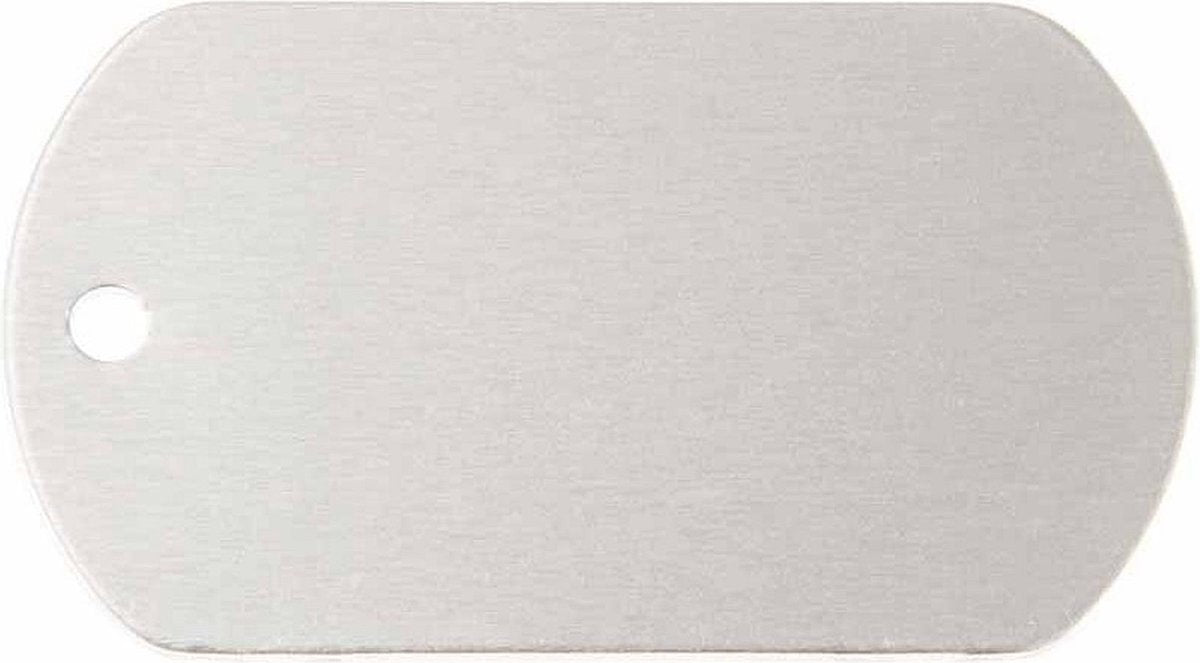 Hondenpenning Militair ID-label zilver - military tag | 1 zijde graveren | 40x28 mm