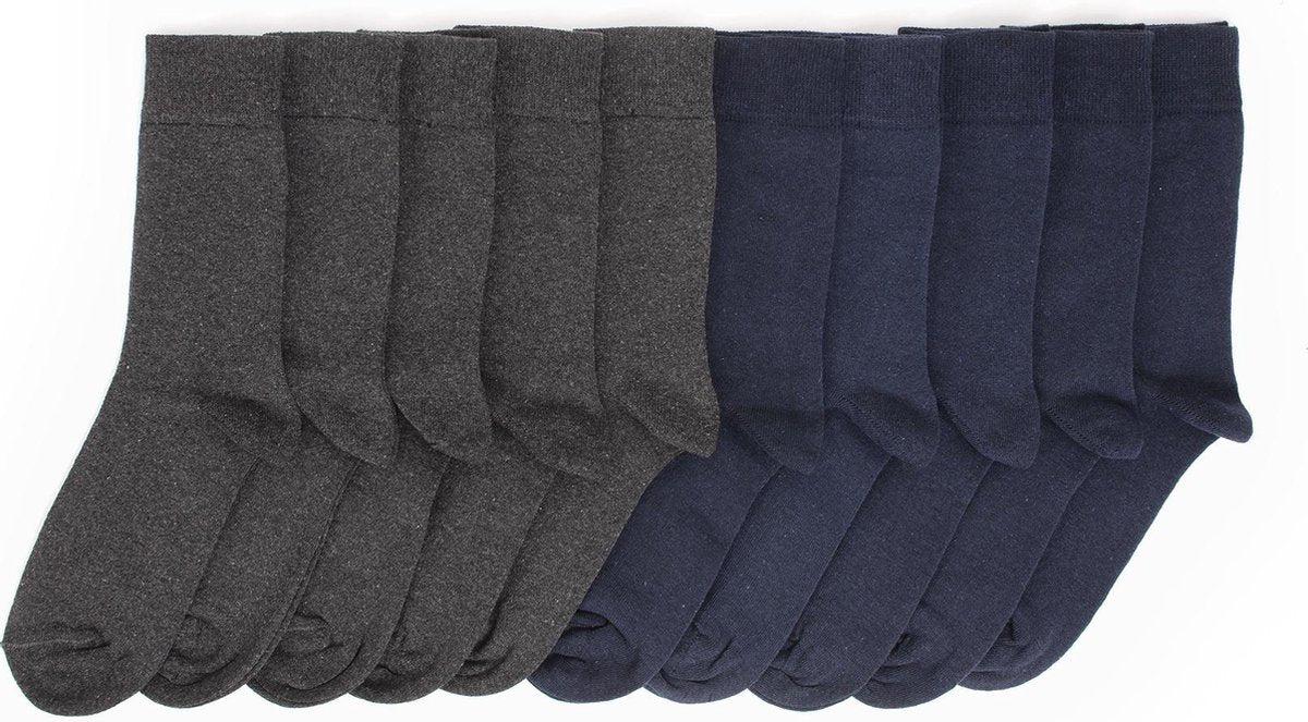 Blauwe sokken / Donkergrijze sokken - Heren sokken - 10 paar - Normale sokken - Multipack Heren Maat 43-46