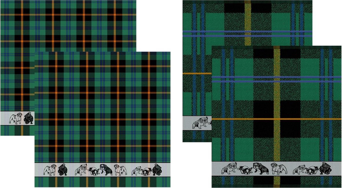 DDDDD Bully - 2x Theedoek & 2x Keukendoek - Green