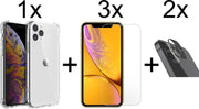 iPhone 12 Pro Max hoesje shock proof case cover transparant - 3x iPhone 12 Pro Max Screen Protector + 2x Camera Lens Screenprotector