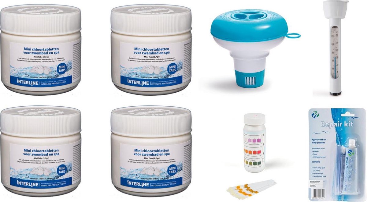 Zwembad onderhoud - Intex - Voordeelpakket - Zwembad Chloor - Chloordrijver - Zwembad Thermometer