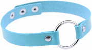 KIMU choker blauw ring - PU leer collar ketting halsband sexy gag