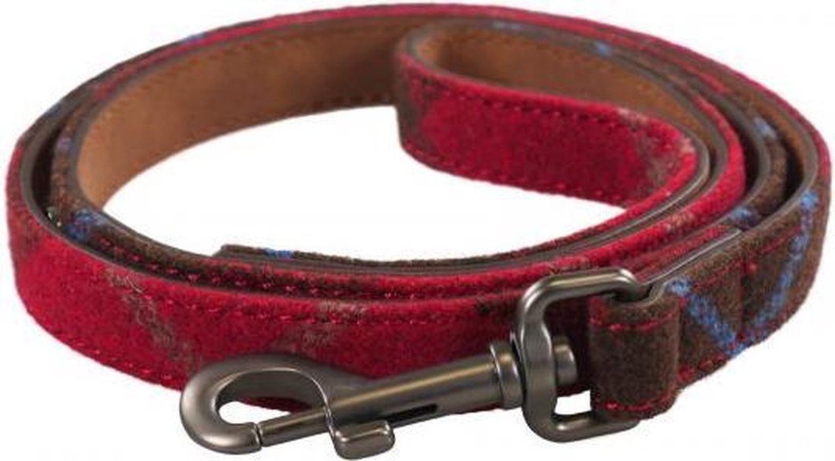Zzzjoules hondenriem heritage tweed leer rood 100x2 cm