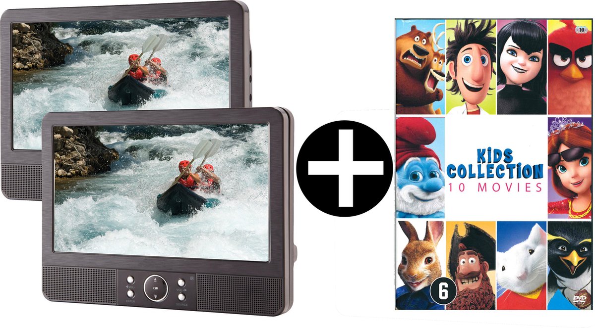 Difrnce PDVD-9010 - Portable DVD speler - Twin - Sony Filmbox - 10 Kinderfilms (Smurfen