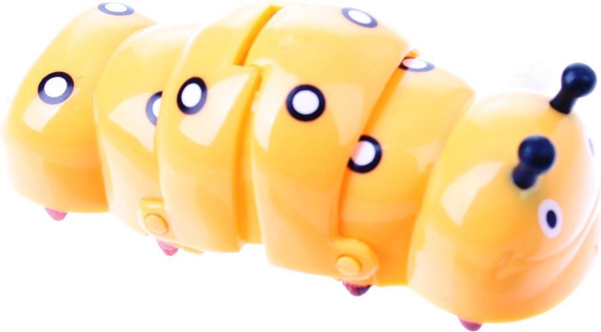 Tutti frutti Opwindfiguur rups: geel 9 cm